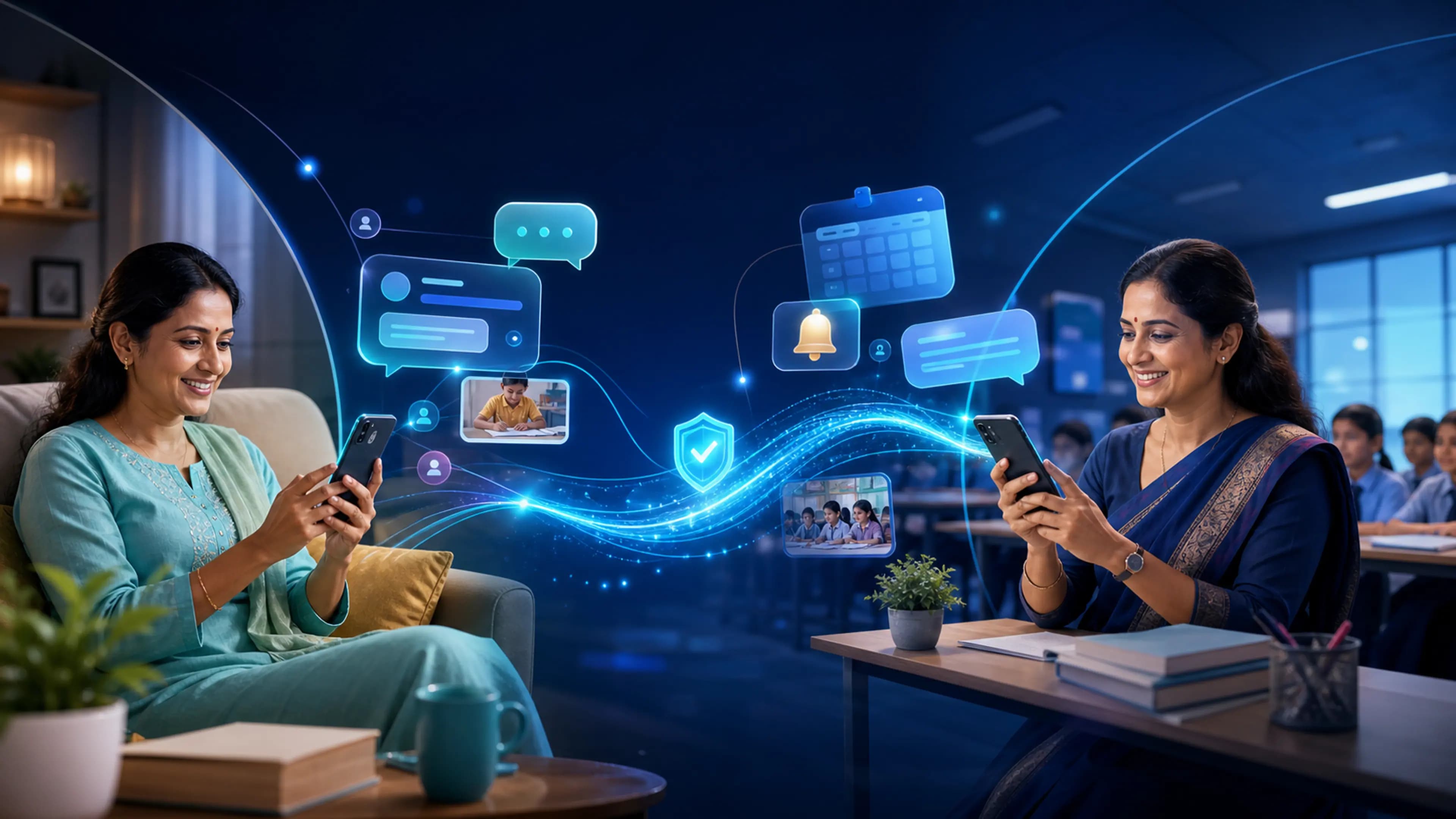 Secure parent and teacher communication across mobile experiences